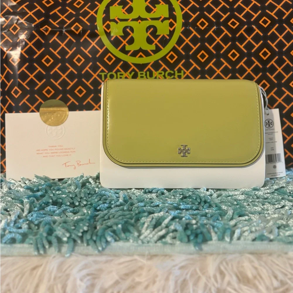 Brand New Authentic Tory Burch Emerson Patent Chain Wallet Candy Lime /705 - Picture 4 of 6